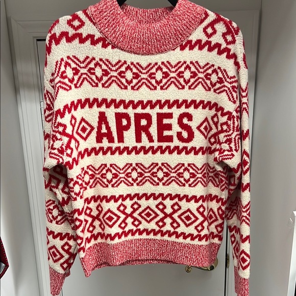 a new day Sweaters - a new day Red and Cream Cowl Neck Sweater